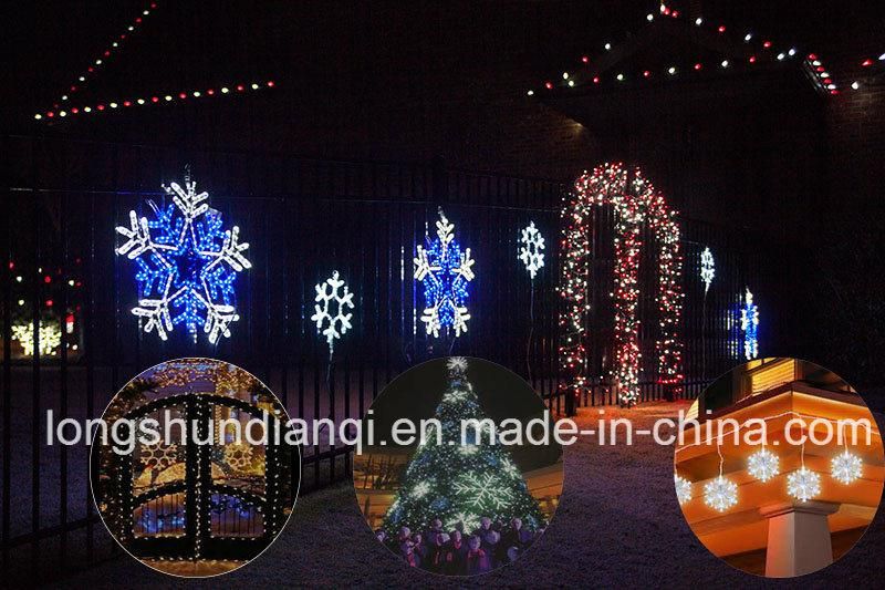 LED Snowflake Red Hanging Snowflake Rope Christmas Light for Home Decoration