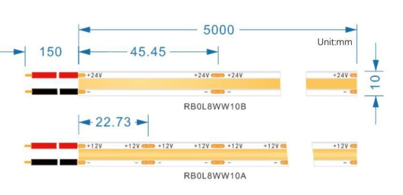 High Brightness DC 24V 528 Chips/M COB Flexible LED Strip