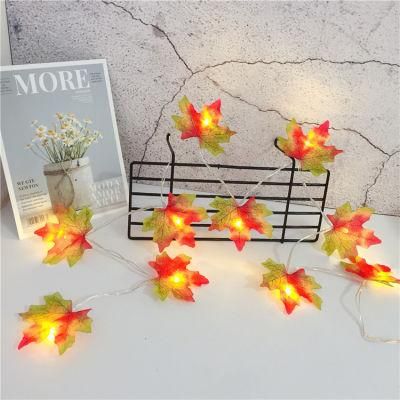LED String Lighted Fall Garland Thanksgiving Decorations Maple Leaves Garland Light
