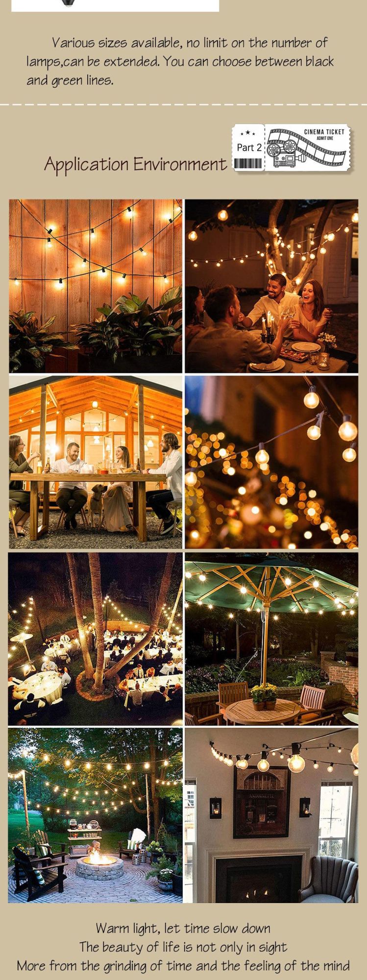 G40 15m 50bulb Decorative Indoor Wedding Supplies Motif Holiday Lighting String Lights