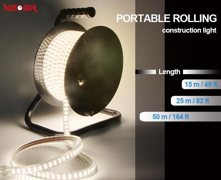 Flexible 230V LED Strip Light in Drum Working Light Construction Site Outdoor Use Waterproof IP65 12W 1500lm