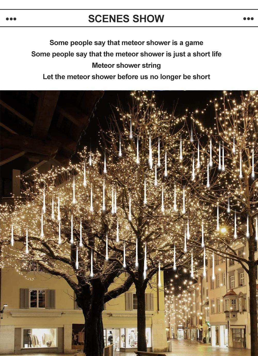 30cm/50cm LED Meteor Shower Garland Holiday Strip Light Outdoor Waterproof Fairy Lights for Garden Street Christmas Decoration