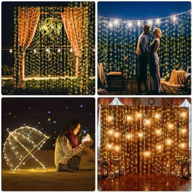 LED String Lights Christmas Decoration Remote Curtain 3m Lamp