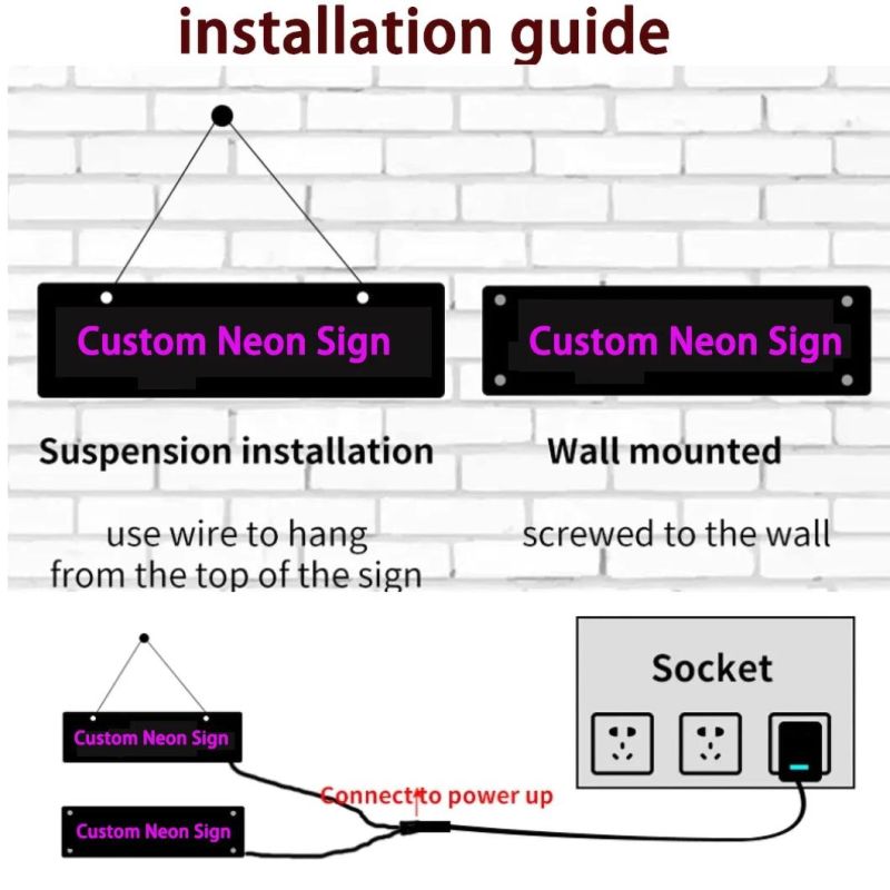 Commercial Indoor Personalized Sign Custom Made Wall Mount Waterproof Luminous Acrylic LED Neon