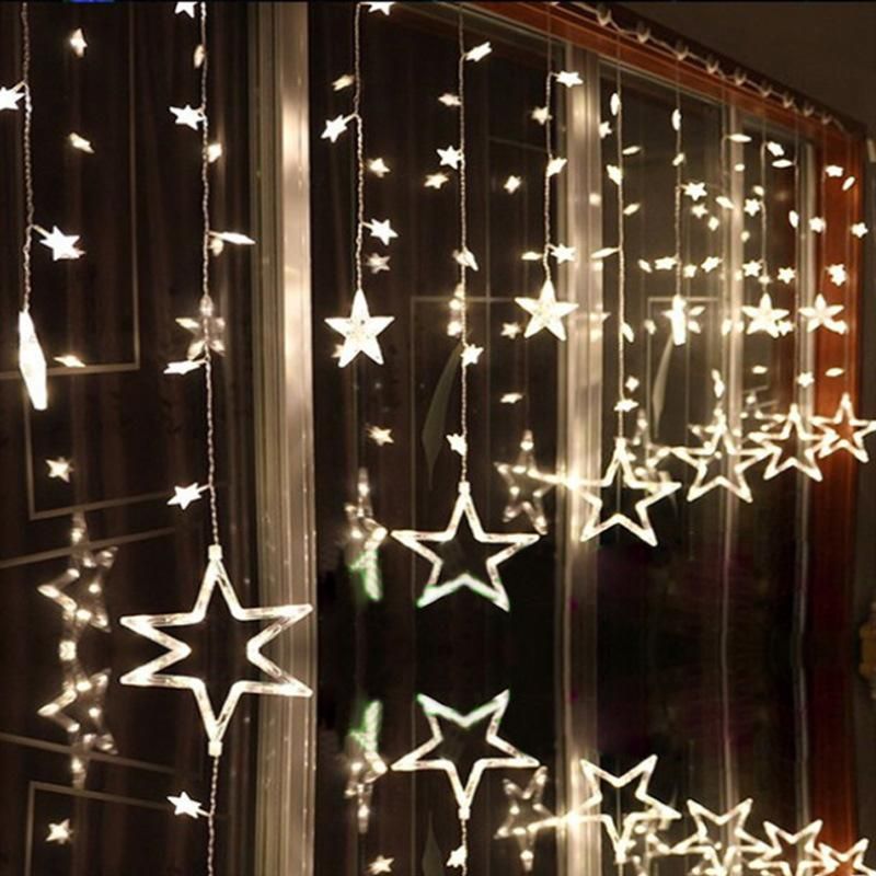 LED Star Curtain Light Window String Fairy Lights for Christmas Wedding Decoration Lights for Home