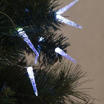 Battery Operated Copper Wire Icicle LED Fairy String Light for Holiday Christmas Tree Decor