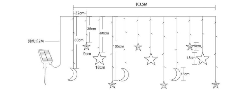 Moon Star LED Light String Decoration Solar Power