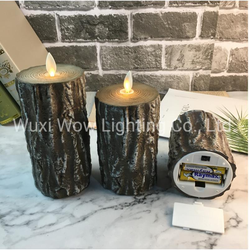 Three-Piece Set Tree Stump Candle Light LED Large Candle Light Festival Wedding Scene Decoration Props