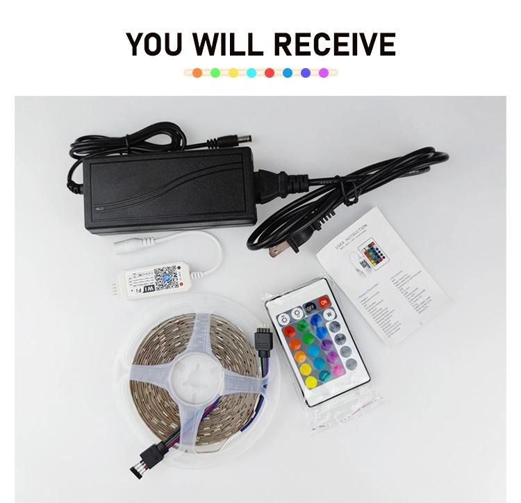 High Quality Waterproof Flexible 5m 5050 RGB Smart Phone Controlled Light Strips