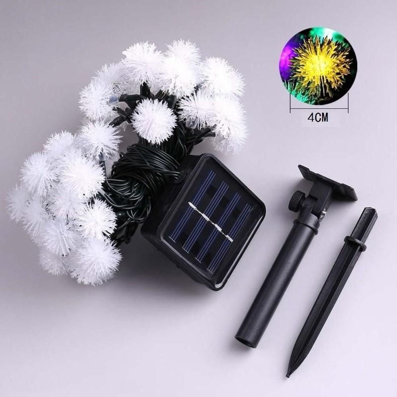 Solar Powered String Lights White Waxberry Flower Round Solar LED for Wedding Decoration