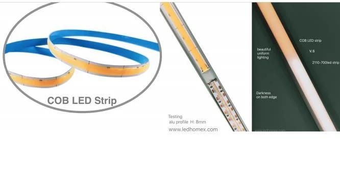 DOT-Free 4mm Nature White DC24V Flex COB LED Strip with 3 Years Warranty for LED Linear Light