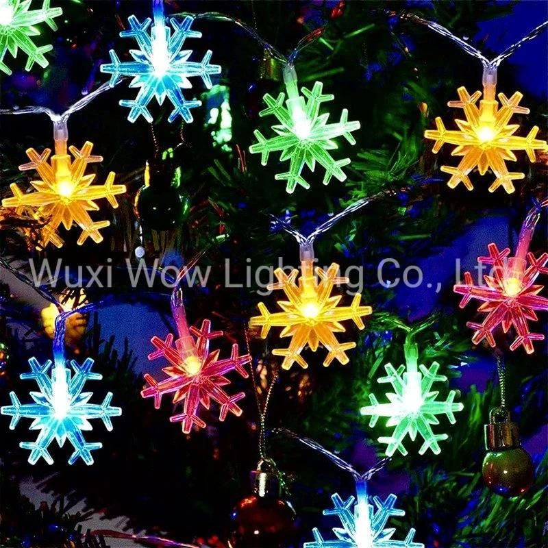 Snowflake Fairy Lights 5m 50PCS LED Battery Powered String Lights Multiple Color Changing Decoration for Christmas Bedroom Windows Curtain Wedding Birthday