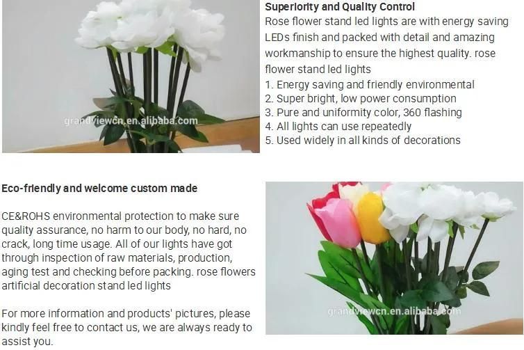 New Product LED Fancy White Rose Flower Lights, Artificial Flowers for Wedding Decoration Stand From China Supper