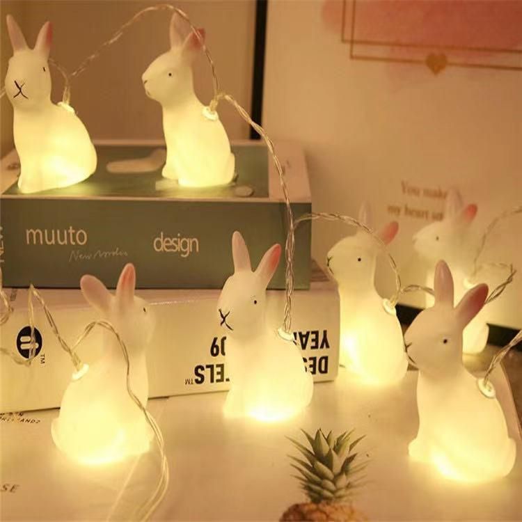 Rabbit-Shaped Battery Box Easter Decorative String Light