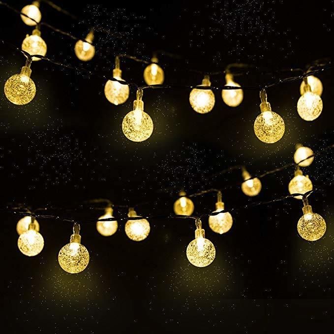 Waterproof Solar String Lights Outdoor Crystal Globe Lights Fairy Lights