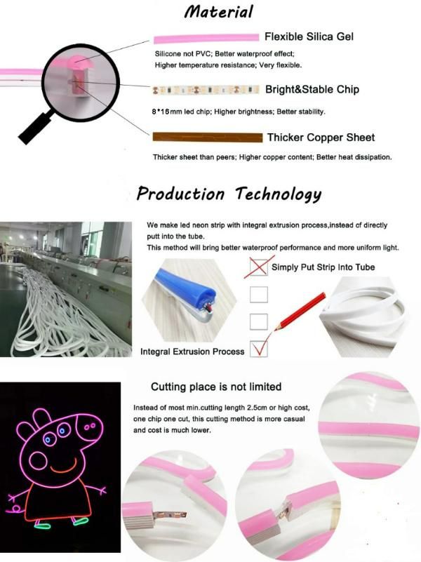 Ultra Soft Single Color Waterproof Whole Body Decoration Sign 12V LED Neon Flexible Strip