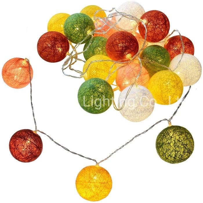 20 Cotton Ball Warm White LED Light String Christmas Decoration Multi Colour Christmas Lights Lighted Christmas Hanging Balls Decoration