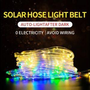 Solar String Lights 100 LED Waterproof Tube Lights Automatic Switch Solar Rope Lights Outdoor Garden