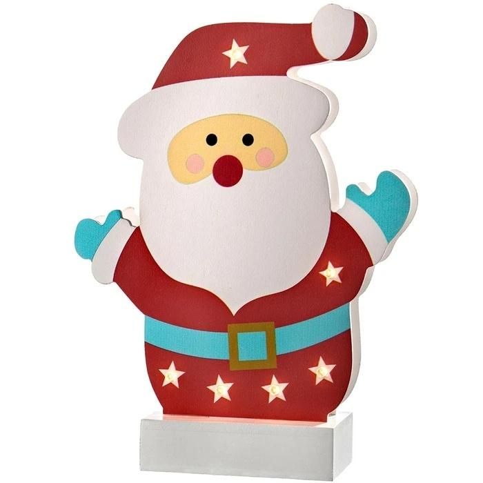 Colourful Wood Table Christmas Decoration - Santa