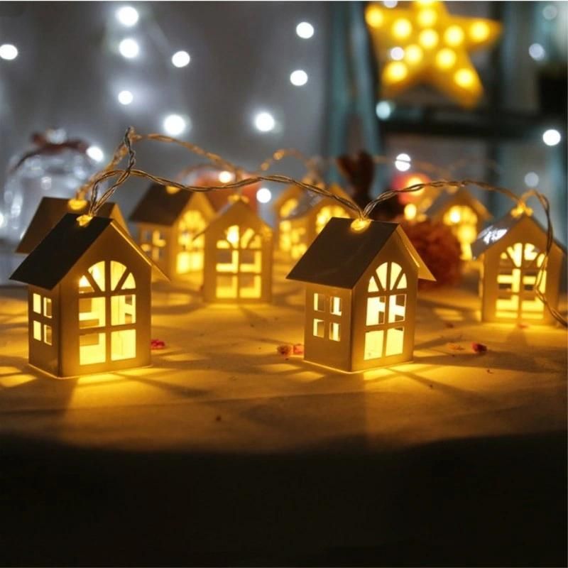 1.5m 10LED Party Holiday Decorations Garland Wood House String LED