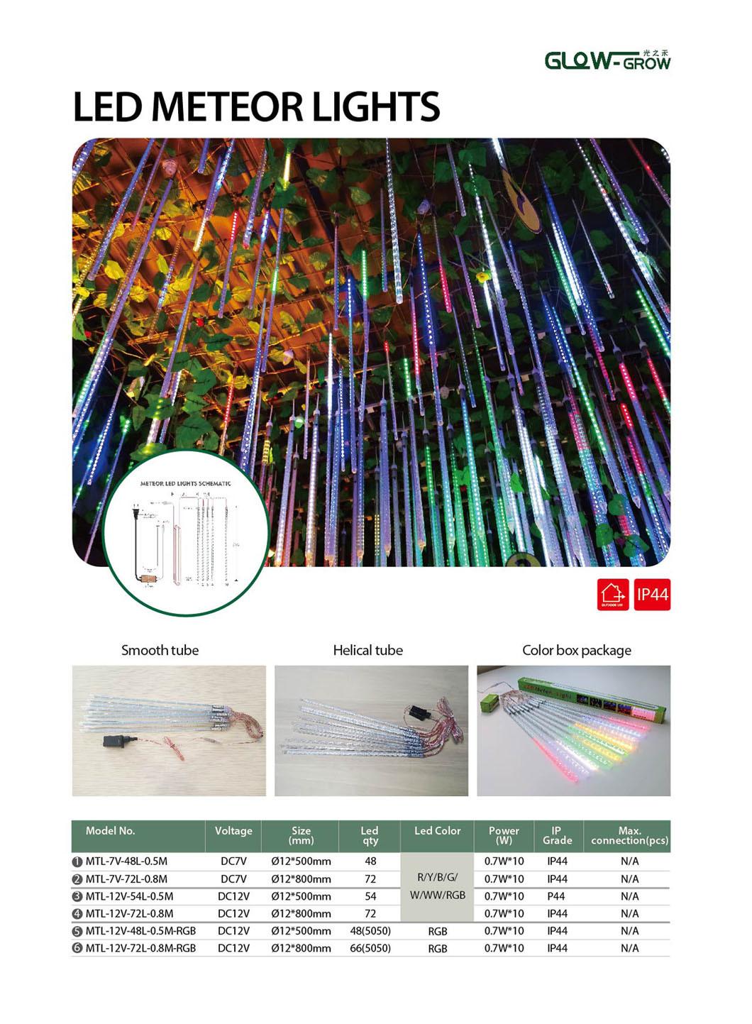 50cm LED Meteor Shower Rain Light 10 Tubes LED Cascading Chain Lights RGB LED Controller for Snowfall Outdoor Waterproof Holiday Christmas Tree Decoration