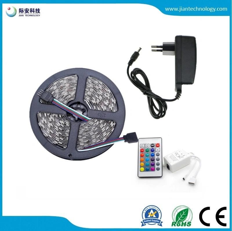 SMD 5050 RGB LED Strip 12V 30LEDs/M Waterproof Flexible Tape Ribbon String+RGB LED Controller+12V Power Adapter