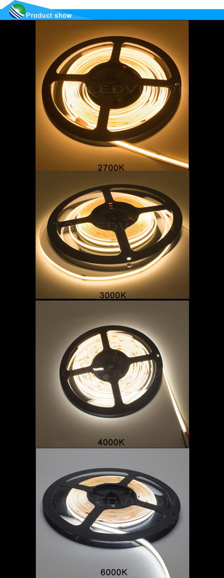 New Product 24V COB LED Strip Lighting 3000K 4000K 6000K for Decoration