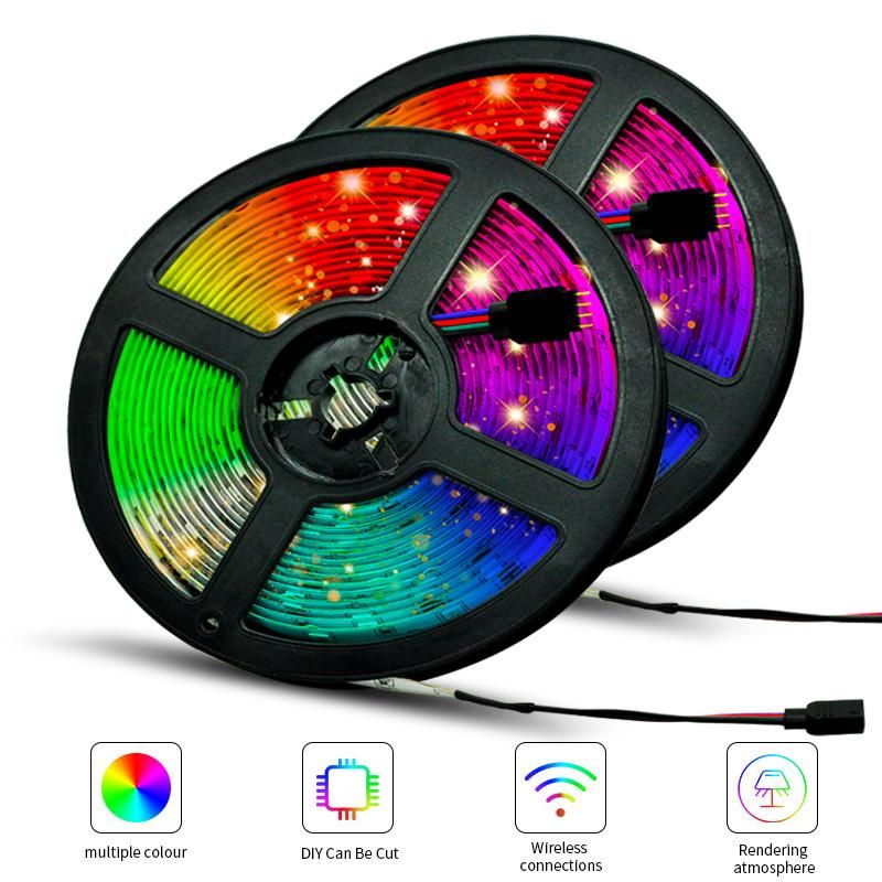 LED Light Strips Bluetooth WiFi Controller Flexible RGB 5050 Decoration Backlight Lamp Night Light Luminous String for Bedroom