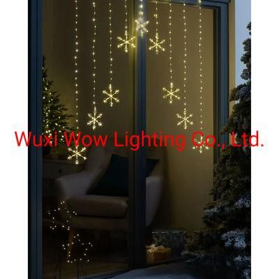 Christmas Snowflake Curtain Light Decorations 336 Warm White LED Lights