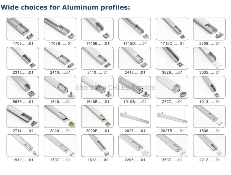 Shenzhen 2727 Aluminum Extrusion Housing Profile Assemble with 24V 196LEDs/M SMD2835 Tape