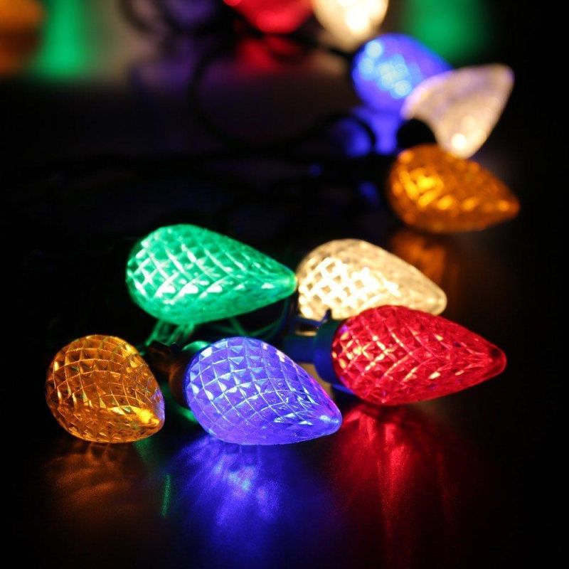 120V UL Faceted C9 25 LED 16FT Fairy Christmas Decorative String Lights