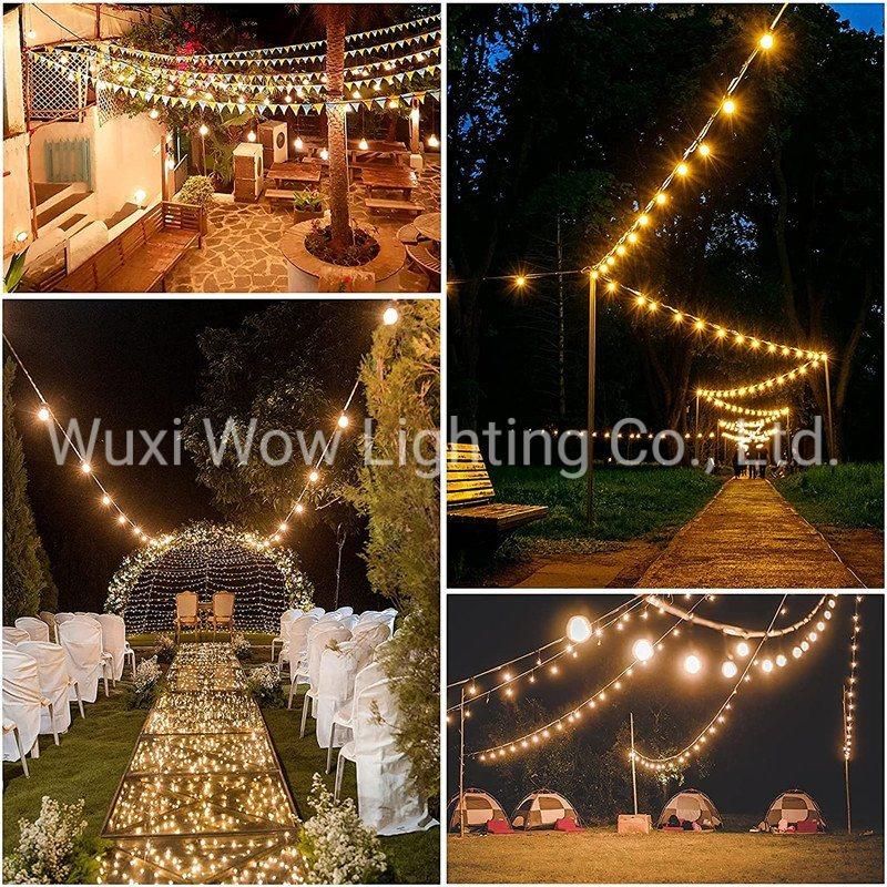 48FT LED Outdoor String Lights Mains Powered Dimmable Commercial Grade Weatherproof Outdoor Festoon Light