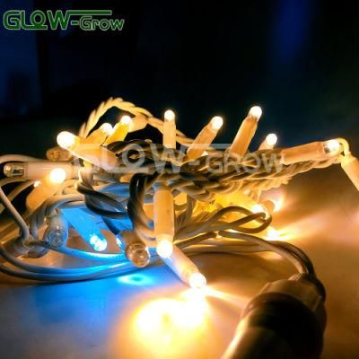 Outdoor IP65 Waterproof Rubber Cable LED String Light Chain for Christmas Decoration with Blue Flash Bulb