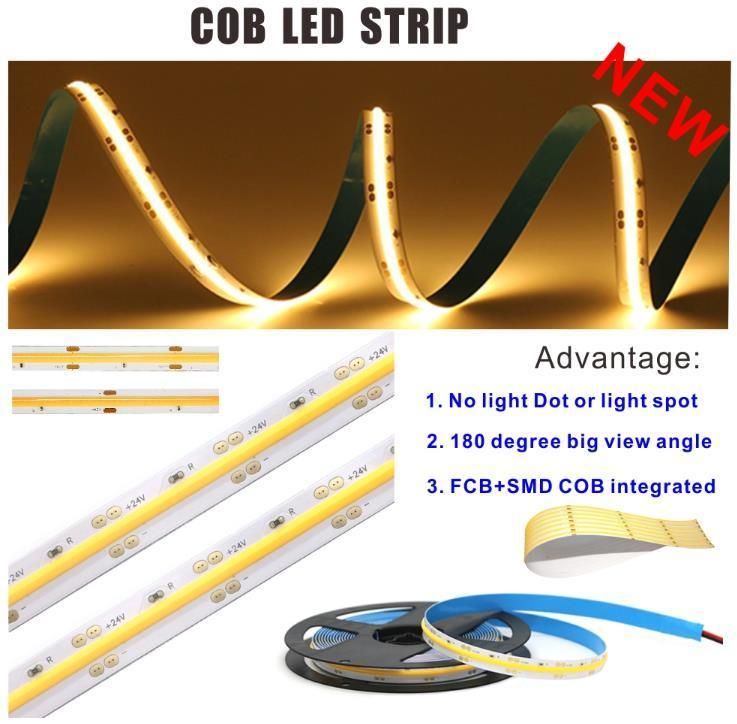 New LED COB Strip Light 480LEDs/M No Lighting Spot