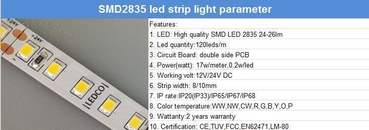 High Bright SMD LED 2835 Strip Light with TUV Ce