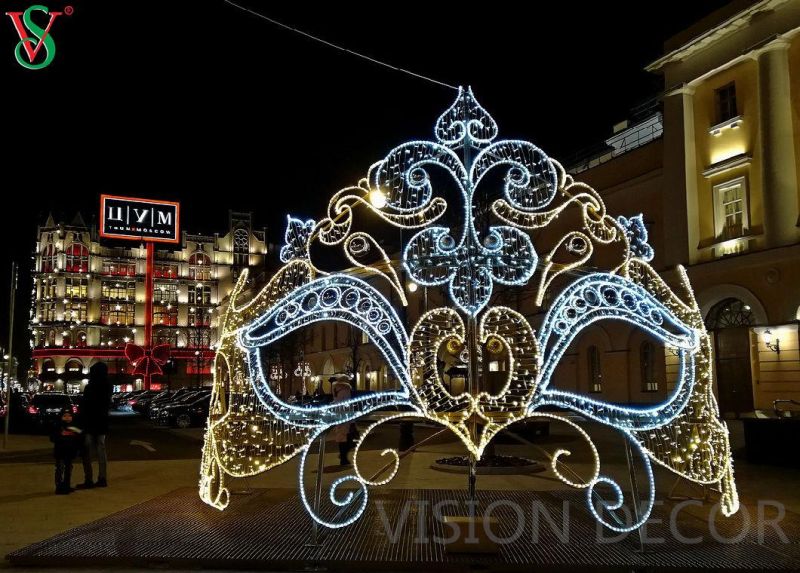 Party Mask 3D Sculpture Motif LED Outdoor Decoration Light