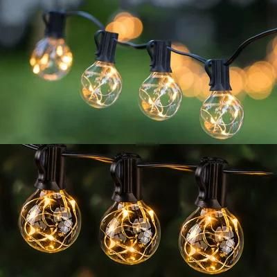 G40 String Lights Globe Bulbs Black Wire Connectable Outdoor LED Light String