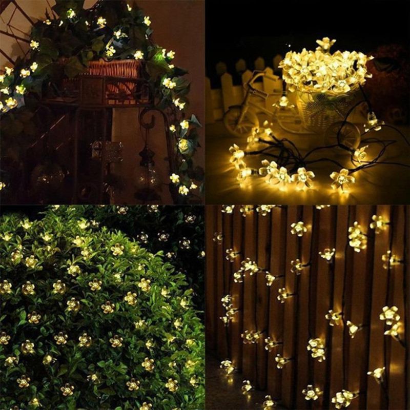 LED Solar Peach Blossom Light String 50 LED Outdoor Waterproof Christmas Decoration Lights