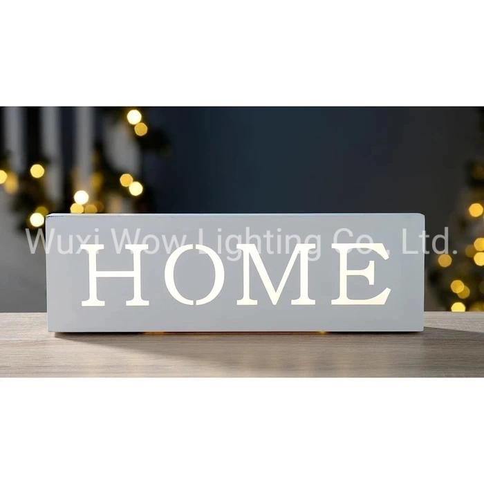 LED Christmas Sign Decoration Wood 38 Cm - White - Home