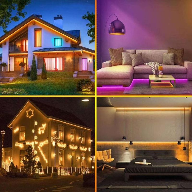 Roof Flexible Latest 5m 10m 15m 20m Smart WiFi LED Strip Light Work with Alexa Google Assistant Voice Controller RGB SMD LED Christmas Decoration Lights