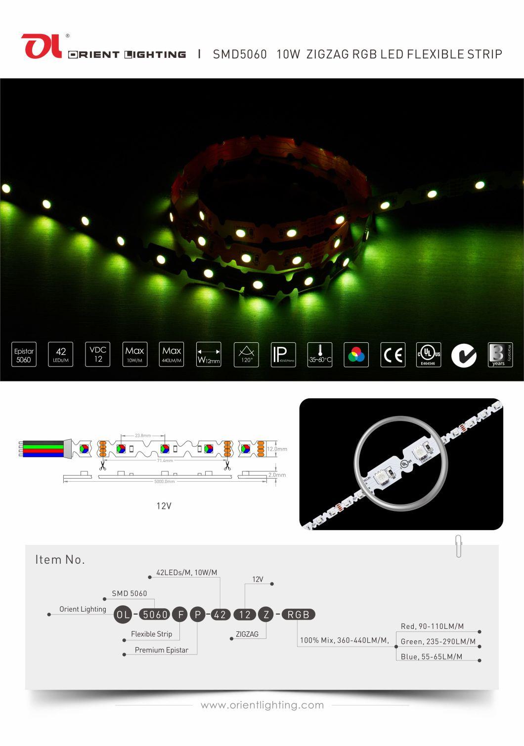 5060 SMD Flexible Zigzag RGB Color LED Strip Lighting