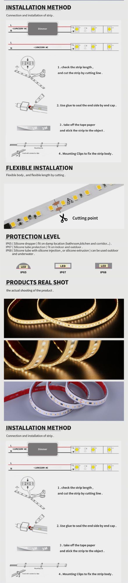 New Product High Voltage 2835 Flexible Strip LED Strip Light