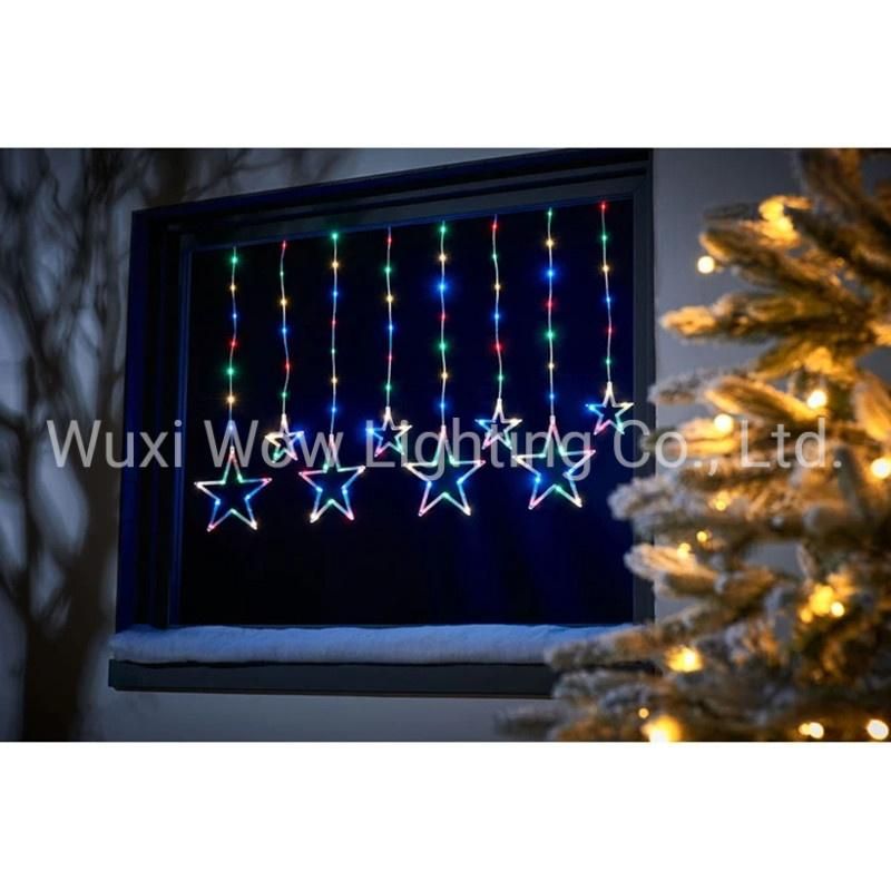 Christmas Silhouette Curtain Light Multi Coloured LEDs Stars Christmas Lights