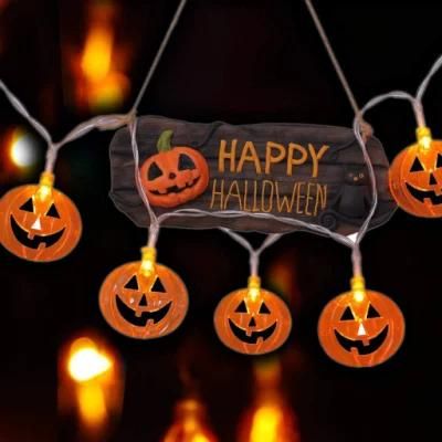 Halloween String Lights, LED Pumpkin Lights, Holiday Lights for Outdoor Decor, 2 Modes Steady/Flickering Lights