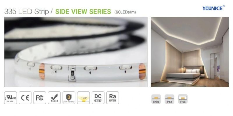 Side View Lighting DC12V 4.8W 60LEDs/M SMD335 Linear LED Flexible Tape Strip