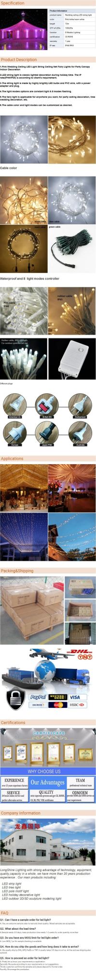 Wedding Ceiling LED String Light for Indoor/Outdoor Decoration