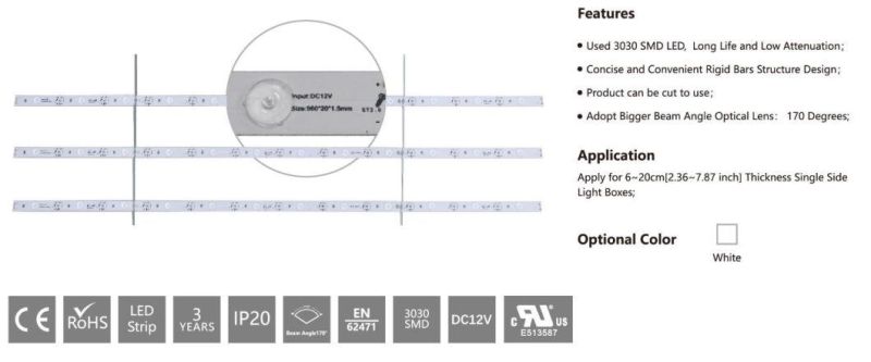 LED Light Strips 20LEDs LED Rigid Bars for Light Boxes