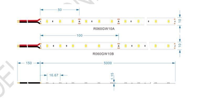 10mm FPC Width DC12V/DC24V 60 LEDs/Meter LED Strip Lighting