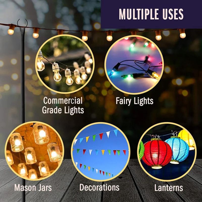 String Light Poles for Hanging Solar Bulbs for House Garden Patio Wedding Cafe Party