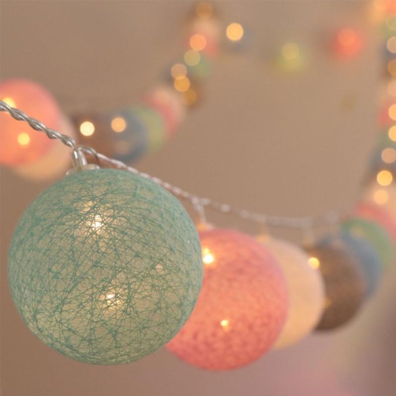 20 LED Cotton Ball Garland Christmas Xmas Decorations Holiday String Lights